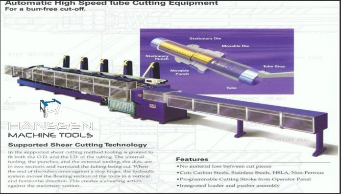 Machine de coupe de tubes par cisaillage.