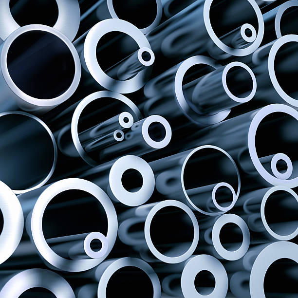 A stack of various steel pipes